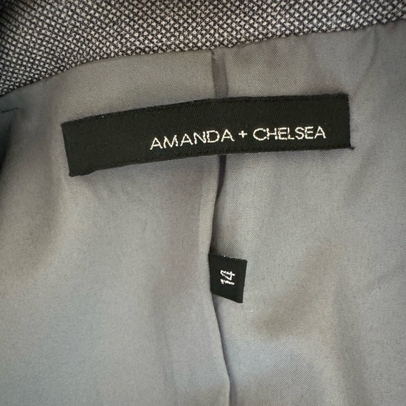 Amanda + Chelsea Blue Gray Feminine Suit Blazer & Pants Sz 12 & 14 Near New! - Picture 4 of 9